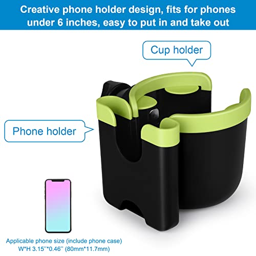 Accmor Stroller Cup Holder with Phone Holder, Bike Cup Holder, Universal Cup Holder for Uppababy Nuna Doona Strollers, 2-in-1 Cup Holder for Walker, Wheelchair, Scooter - color: Mix Green