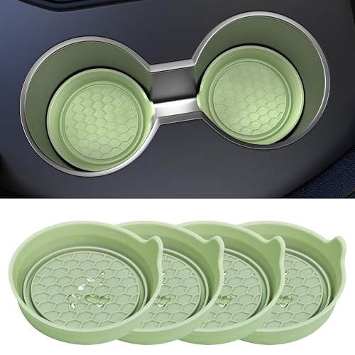 Car Cup Coaster Universal Automotive Waterproof Non-Slip Cup Holders Sift-Proof Spill Holder Car Interior Accessories 4 Pack Tea Green - color: Tea Green Solid, size: 4 Pack
