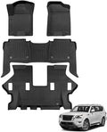 for Nissan Armada/Infiniti QX80 2019-2024 (7 Seats) Floor Mats Carpet Liner All Weather Protector TPE Anti-Slip Tech Mats for Nissan Armada/Infiniti QX80 2019 2020 2021 2022 2023 2024 Accessories