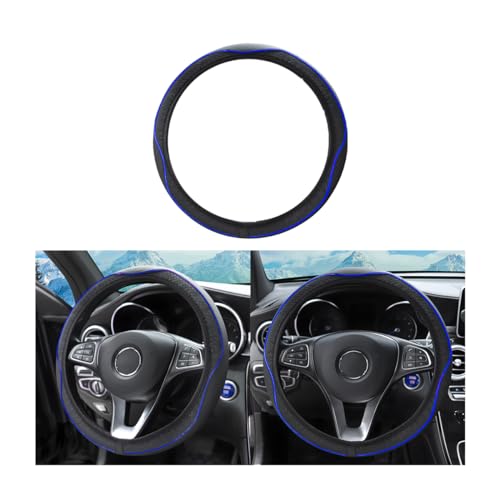 zipelo 14.5"-15" Car Steering Wheel Cover, Auto Interior Wheel Protector with Durable Soft Breathable Anti-Slip Linging Leather, Universal for Vehicles Trucks SUVs Accessories for Women (Style7-Blue) - color: Style7-Blue
