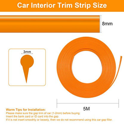 5M/16.4Ft Car Interior Moulding Trim, Universal Car Interior Trim Strips Car Interior Decorative DIY Door Dashboard Gap Trim Strip with Installing Tool (Orange)