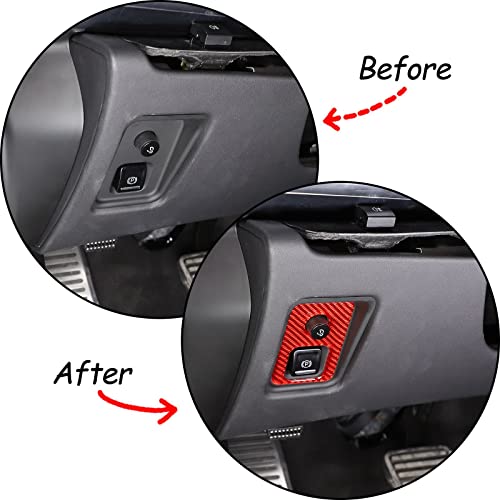TOYCIDFG Handbrake Control Panel Frame Trim Cover Compatible with Chevrolet Corvette C8 Z06 2020-2024 Carbon Fiber Handbrake Switch Interior Accessories (Red Carbon Fiber)