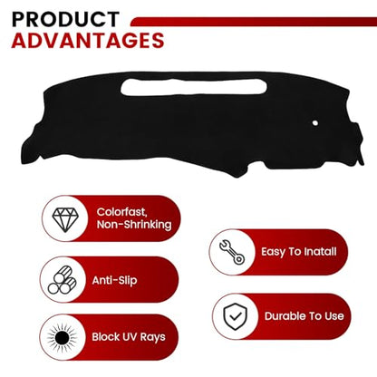 Hex Autoparts Dash Cover Mat Dashboard Pad Replacement for 1998-2004 Chevy S10 Pick Up (Black)