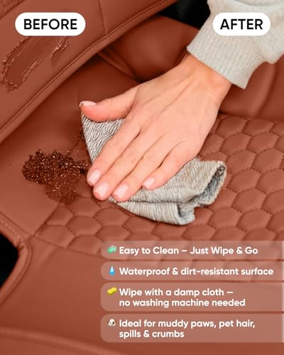 Eco-Leather Car Seat Cover – Luxury Universal Driver Seat Protector for Cars, SUVs, Trucks (Brown Front Back) - color: Brown Front Back