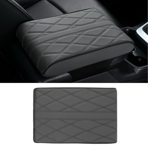Memory Foam Car Armrest Cushion, 13"×8.3"×2" Leather Car Armrest Cover Pad, Auto Center Console Cover, Universal Vehicle Arm Rest Cover Protector, Interior Car Accessories (Gray) - color: Gray