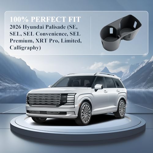 BIBIBO for 2026 Palisade Silicone Cup Holder 2026 Hyundai Palisade (SE, SEL, SEL Convenience, SEL Premium, XRT Pro, Limited, Calligraphy) Center Console Insert Cup Holder - color: Black-Cup Holder