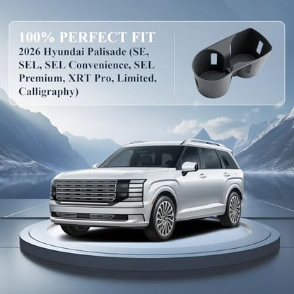BIBIBO for 2026 Palisade Silicone Cup Holder 2026 Hyundai Palisade (SE, SEL, SEL Convenience, SEL Premium, XRT Pro, Limited, Calligraphy) Center Console Insert Cup Holder - color: Black-Cup Holder