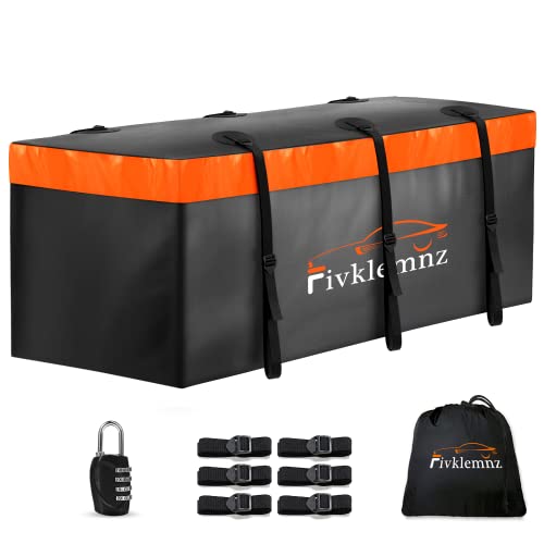 Hitch Mount Cargo Carrier Bag, 20 Cubic Feet 100% Waterproof Car Tray Luggage Bag (59" 24" 24") with 6 Reinforced Straps + 1 Combination Lock, Fits for All Vehicles with Steel Trailer Basket - size: 20 Cubic Feet