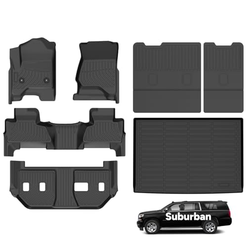 Wayhigh® Floor Mats for 2015-2020 Chevy Suburban & GMC Yukon XL(Only 8 Seats) (with 2nd Row Bench Seat) All Weather Trunk Mat with Backrest Mat Waterproof Duty Cargo Liners Accessories - style: 5) For Chevy Suburban / 2015-2020 / Floor Mats with Seatback