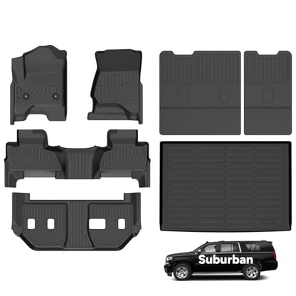 Wayhigh® Floor Mats for 2015-2020 Chevy Suburban & GMC Yukon XL(Only 8 Seats) (with 2nd Row Bench Seat) All Weather Trunk Mat with Backrest Mat Waterproof Duty Cargo Liners Accessories - style: 5) For Chevy Suburban / 2015-2020 / Floor Mats with Seatback