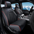 Coverado Seat Covers Dodge RAM 1500, Curved Front Waterproof Leatherette Seat Covers for Car Compatible with 2009-2018 Dodge Ram 1500, 2010-2024 Ram 2500 3500 Dodge RAM Trucks, Red line - color: Red line, size: Curved Front&No Rear