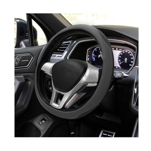 Car Steering Wheel Cover, Leather Breathable Ice Silk Auto Wheel Wrap with Anti-Slip Lining, Scratch-Resistant Elastic Protector Fit for 14.5-15 Inch Steering Wheels (Gray) - color: Gray