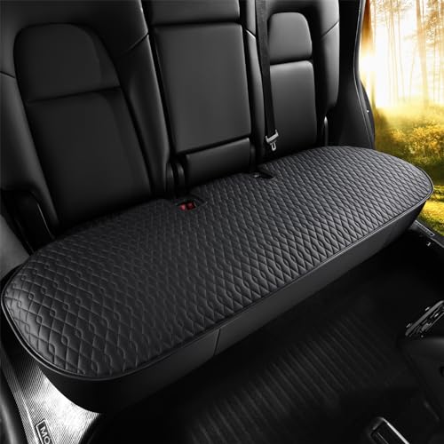 SanQing 2PCS Car Seat Cover Luxury Napa Leather Rear Seat Covers for Tesla Model 3 Car Seat Bottom,Heavy Duty Seat Cushion Protector Without Backrest (Leather Black Rear, Model 3) - color: Leather Black Rear, size: Model 3