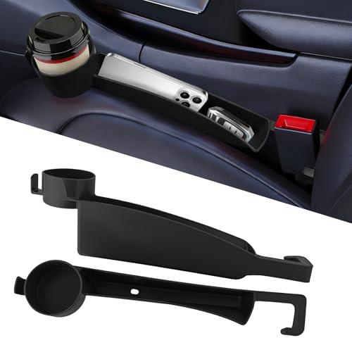 2PCS Car Seat Gap Filler Organizer, Console Side Organizer, Seats Gap Organizer with Phone Holder, Multifunctional Car Seat Filler Gap Space Prevents Things Dropping for Most Vehicles (Black) - color: Black