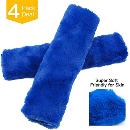 4Pack Seatbelt Covers for Kids,Seat Belt Cushion Cover,Infant Baby Car Seat Neck Shoulder Strap Pads,Soft Newborn Carseat Stroller Straps Covers Accessories(Blue) - color: Blue