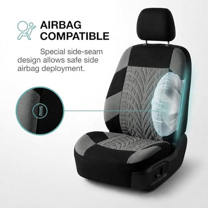 FH Group Front Set Premium Cloth Car Seat Covers for Low Back Car Seat with Removable Headrest, Universal Fit, Airbag Compatible Seat Cover for SUV, Sedan, Beige - color: Gray, style: Front Set
