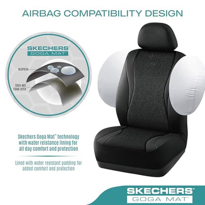 Skechers GOGA Mat Seat Covers,Universal Fit for Most Cars,Trucks,SUVs,Black | GOGA Mat Technology,Waterproof Car Seat Covers Front Seats,Airbag Compatible,Car Seat Covers - color: Black&Black, size: Two Front