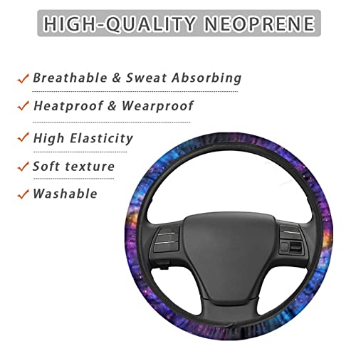 AFPANQZ Nebula Galaxy Design Steering Wheel Covers 14-15" inch Universal Fit Most Car Sedans SUVs Comfort Grip Comfortable Handmade Neoprene Breathable Steering Wheel Protector Blue Purple - color: Galaxy purple blue