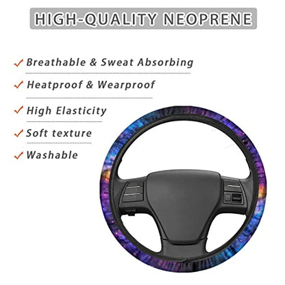 AFPANQZ Nebula Galaxy Design Steering Wheel Covers 14-15" inch Universal Fit Most Car Sedans SUVs Comfort Grip Comfortable Handmade Neoprene Breathable Steering Wheel Protector Blue Purple - color: Galaxy purple blue