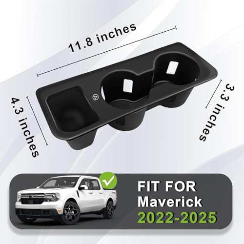 Muslogy Center Console Cup Holder Inserts Compatible with 2022-2026 Ford Maverick Accessories Middle Console Drink Holder Silicone Black Organizer Non-Slip Drink Stopper - size: 2022-2025 Ford Maverick