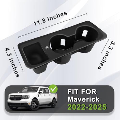 Muslogy Center Console Cup Holder Inserts Compatible with 2022-2026 Ford Maverick Accessories Middle Console Drink Holder Silicone Black Organizer Non-Slip Drink Stopper - size: 2022-2025 Ford Maverick