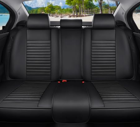Back Seat Covers Fit for Hyundai Elantra 2000-2026, Car Seat Covers Back Seats, Breathable Faux Leather Automotive Seat Covers Back Pair Anti-Slip Seat Cover(Black, Back) - color: Black, size: Fit for Elantra Back seat