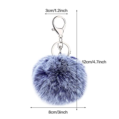 Cute Faux Rabbit Fur Ball Pom Pom Keychain Car Key Ring Handbag Tote Bag Pendant Purse Charm - color: Frost Purple New1