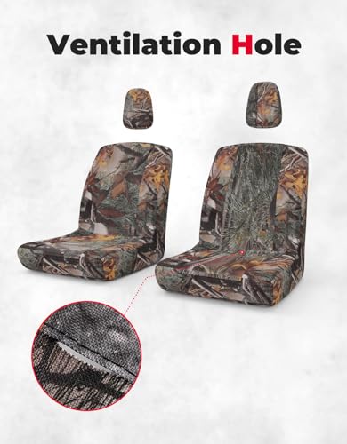 KEMIMOTO UTV Seat Cover, Bucket Cushion Sleeve Set Camo, Compatible with Rhino 450 660 700, Fits with Rhino Bucket Seat Cover with Headrest Cover - color: Camo