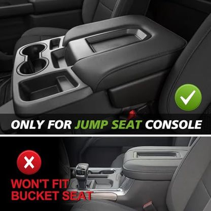 Center Console Armrest Cover Fit for Chevy Silverado & GMC Sierra 2019-2026 Accessories, Comfort Armrest Pad Console Lid Cushion Vegan Leather 1-Inch Extra Thick(Split Bench Seat Console ONLY) - size: 1) 19-25 |Silverado & Sierra| Jump Seat, +Thick