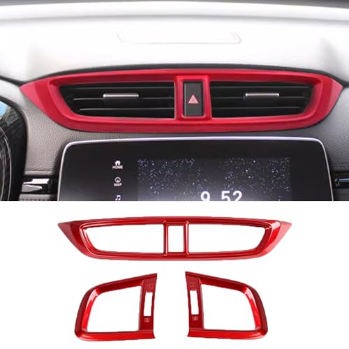 XITER 3pcs Central Front Side Air Condition Vent Outlet Trims for Honda CRV 2017 2018 2019 2020 2021 2022,Red - color: Red, size: 3PCS Air Vent Cover