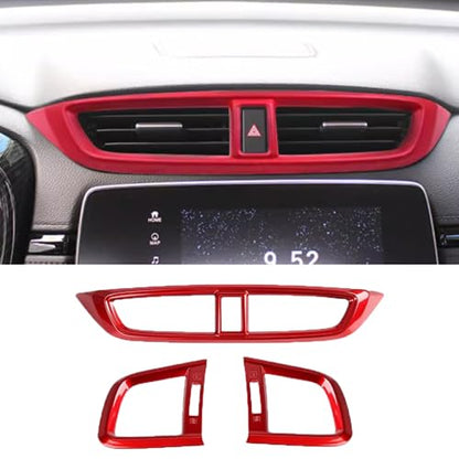 XITER 3pcs Central Front Side Air Condition Vent Outlet Trims for Honda CRV 2017 2018 2019 2020 2021 2022,Red - color: Red, size: 3PCS Air Vent Cover