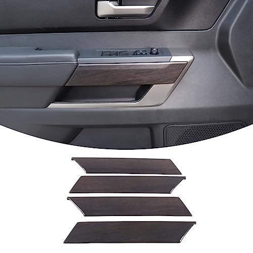 Aunginsy Car Inner Door Panel Strip Trim Cover Compatible with Toyota Tundra 2022+/Sequoia 2023+, Front Rear Door Handle Panel Decorative Cover Protector Accessories(Without Memory Seat Switch Hole) - color: Oak Grain Pattern