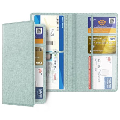 FINPAC Car Registration and Insurance Card Holder, Vehicle Glove Box Card Organizer Wallet Automobile Accessories for License - color: Ice Blue