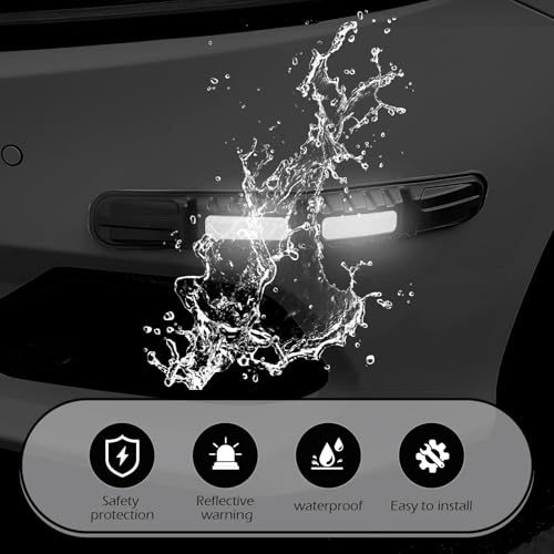 2 PCS Car Bumper Guard Strip, Anti-Collision Foldable Bumper Protector Trim with Strong Reflective Patch, 9.6" x 0.45" Car Door Edge Guards, Universal Car Night Safe Drive Accessories (White)