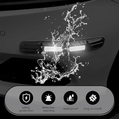 2 PCS Car Bumper Guard Strip, Anti-Collision Foldable Bumper Protector Trim with Strong Reflective Patch, 9.6" x 0.45" Car Door Edge Guards, Universal Car Night Safe Drive Accessories (White)