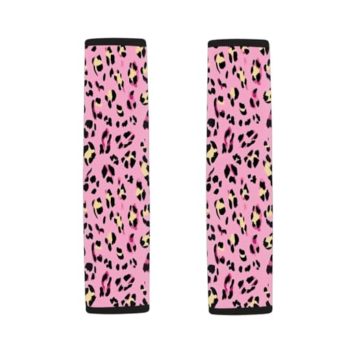 Dreaweet Car Seat Belt Cover Pad Pink Cheetah Print Seatbelt Covers for Women Leopard Print Car Accessories Pack Seat Belt Shoulder Pad Soft Comfortable Seatbelt Cushion - color: Pink Cheetah Print