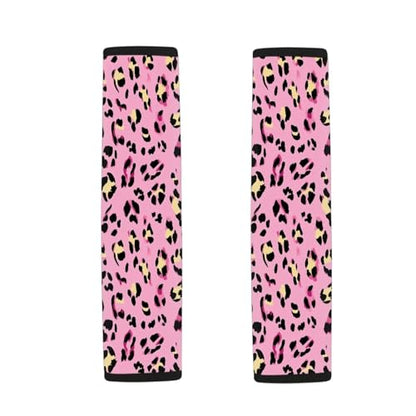 Dreaweet Car Seat Belt Cover Pad Pink Cheetah Print Seatbelt Covers for Women Leopard Print Car Accessories Pack Seat Belt Shoulder Pad Soft Comfortable Seatbelt Cushion - color: Pink Cheetah Print