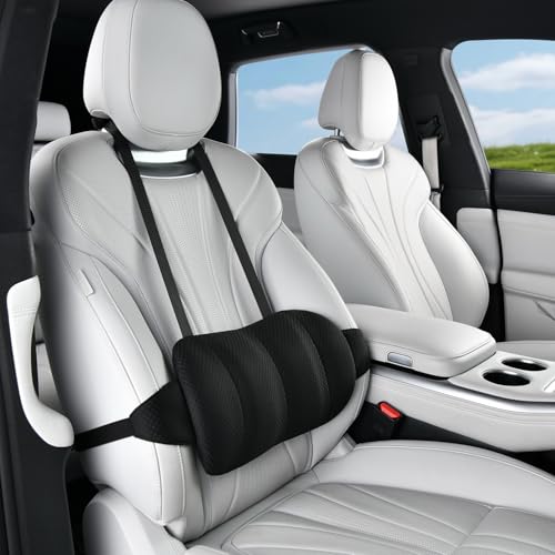 KAYI Lumbar Support Pillow for Car, Memory Foam Lumbar Pillow with Adjustable Straps, Lumbar Support Pillow for Office Chair, Back Support for Car, Sitting, Driving, Traveling (1, Black) - color: Black