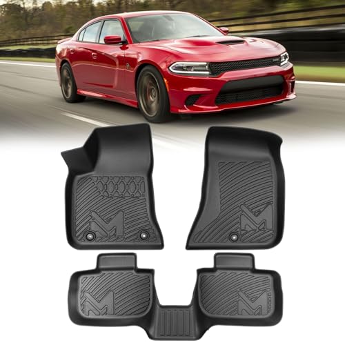 TPE Automotive Floor Mats & Cargo Liner for 2011-2023 Dodge Charger & Chrysler 300 (RWD) Rear-Wheel Drive ONLY, All Weather Cover Protection Waterproof Black Floor Liner Front & Rear Row Full Set - size: 3PCS (2Row), style: For 2011-2023 | Dodge Charger/