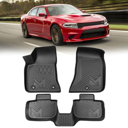 TPE Automotive Floor Mats & Cargo Liner for 2011-2023 Dodge Charger & Chrysler 300 (RWD) Rear-Wheel Drive ONLY, All Weather Cover Protection Waterproof Black Floor Liner Front & Rear Row Full Set - size: 3PCS (2Row), style: For 2011-2023 | Dodge Charger/