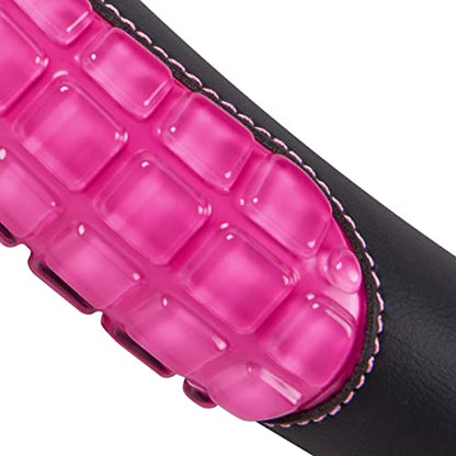 Flying Banner car Steering Wheel Cover Gel Massage Velvet Cool Warm Universal Size 15 inches SUV Truck Anti Slip Odorless Summer Winter (Black Pink, Gel Massage) - color: Black Pink