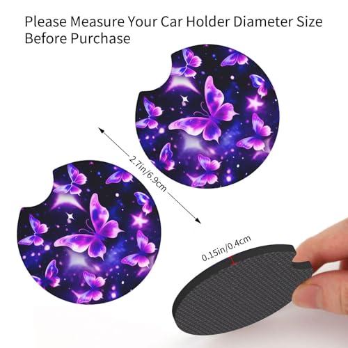 Purple Butterfly Steering Wheel Cover - Purple Butterfly Steering Wheel Protector for 15inch Car Accessories 2 Pcs Car Coasters Neoprene Women Men - color: Purple Butterfly