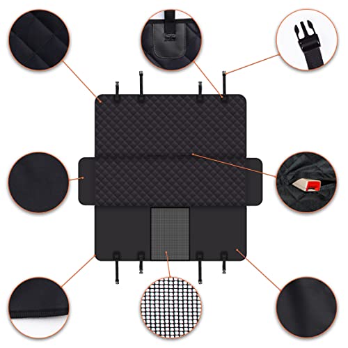 GXT Dog Back Seat Cover Protector for Cars SUV and Trucks with Mesh Window, Scratchproof Nonslip and Waterproof Material - color: black, style: Seat Cover and Dog Seat Belt