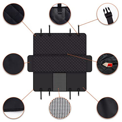 GXT Dog Back Seat Cover Protector for Cars SUV and Trucks with Mesh Window, Scratchproof Nonslip and Waterproof Material - color: black, style: Seat Cover and Dog Seat Belt