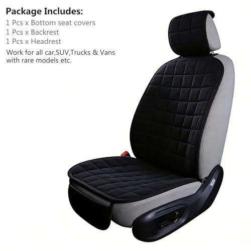 Linen Car Seat Covers, Bottom Seat Covers for Car,Car Seat Cushion,Car Seat Pad[Black] - color: Plaid Black
