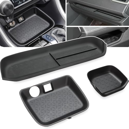 auovo Passenger Storage Organizer Mat Compatible with Toyota RAV4 Accessories 2025 2024 2023 2022 2021 2020 2019 RAV-4 Drivers Side Cubby Organizer Passenger Glove Box Organizer Tray (3PCS)