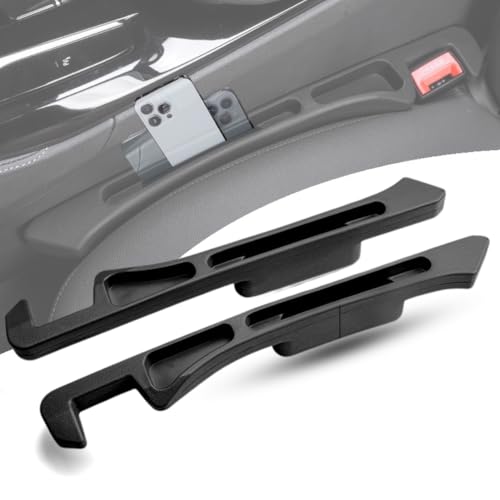Car Seat Gap Filler Organizer 2 Pack - Universal Side Pocket Console Storage with Phone Slot & Charging Hole - SUV & Truck Interior Accessories - Crevice Blocker & Catcher for Gaps 1.1-2" - Black - color: Black