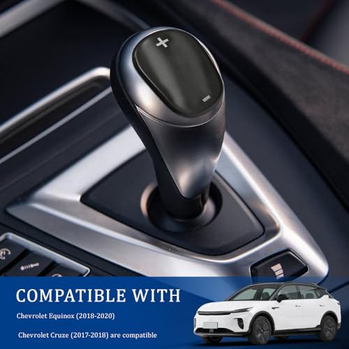 Auto Gear Shift Knob Cover Sticker, Stainless Steel Car Center Control Gear Lever Cover, Car Self-adhesive Sticker Accessories for Chevy Equinox 2018-2020 Chevy Cruze (Black Titanium Brushed) - color: Black Titanium Brushed