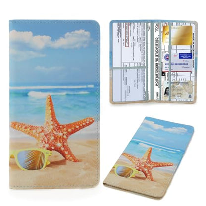 Leather Car Registration and Insurance Card Holder, Car Document Holder for Cards License with Magnetic Shut(Blue) - color: Blue