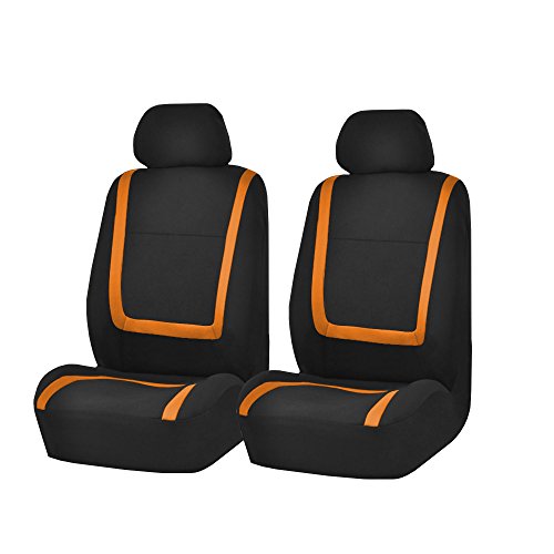 FH Group Car Seat Covers Front Set in Cloth -Car Seat Covers for Low Back Car Seats with Removable Headrest,Universal Fit,Automotive SeatCovers,Washable Car SeatCover for SUV,Sedan,Van Orange - color: Orange, size: Front Set